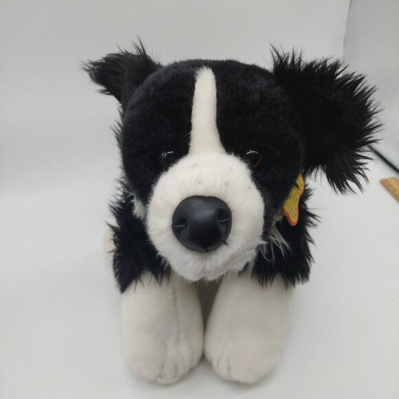 Build A Bear Border Collie Puppy Dog Black & White Stuffed Animal BAB - Picture 2 of 11